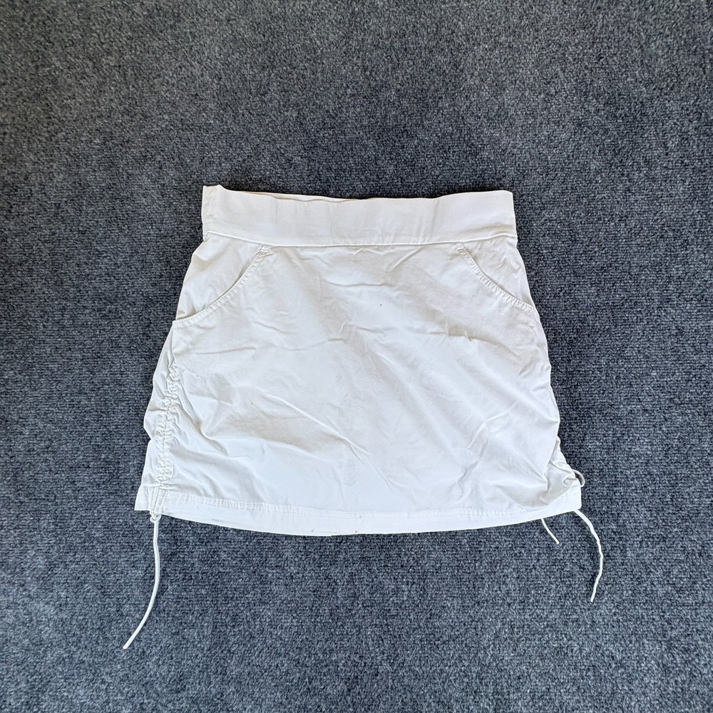 Columbia Athletic Skort Womens Medium‎ White Nylon Stretch Ruched Hiking Outdoor